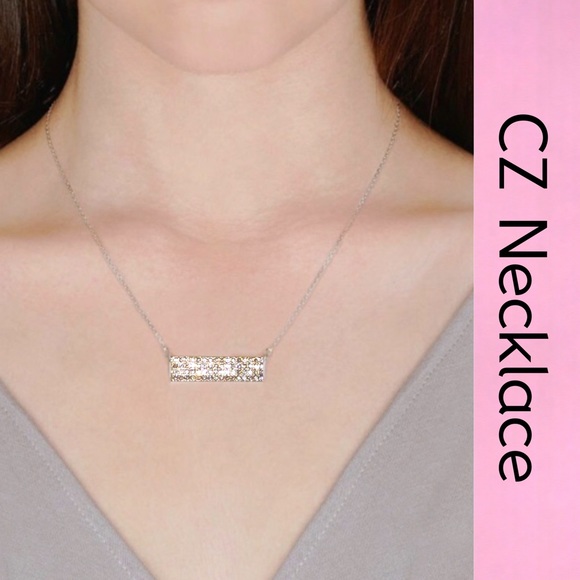 Dainty Pave’ CZ Necklace Gold - Picture 4 of 10